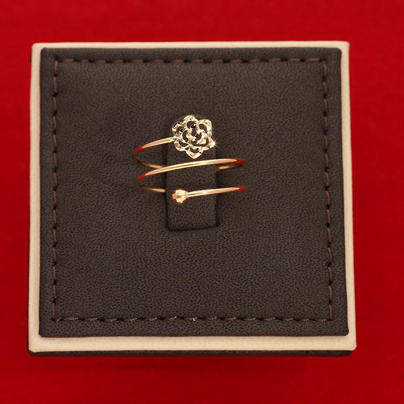 Gold Spiral Ring with Flower 18KT - FKJRN18K2891