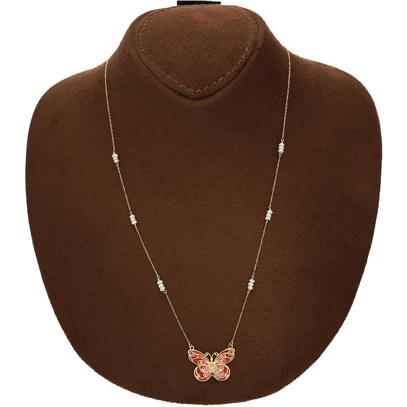 Gold Butterfly Necklace 18KT - FKJNKL18K2545