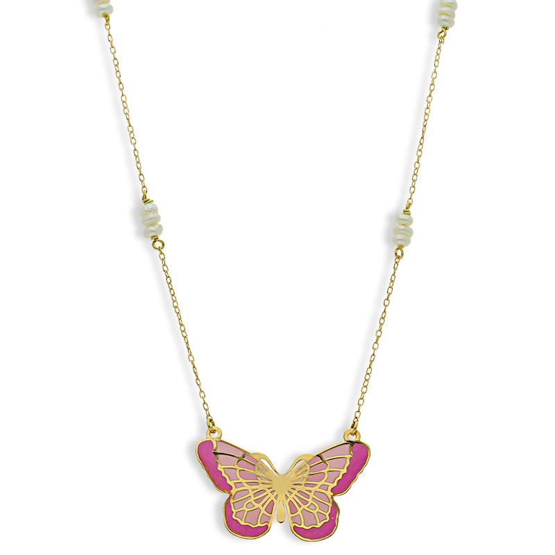 Gold Butterfly Necklace 18KT - FKJNKL18K2552