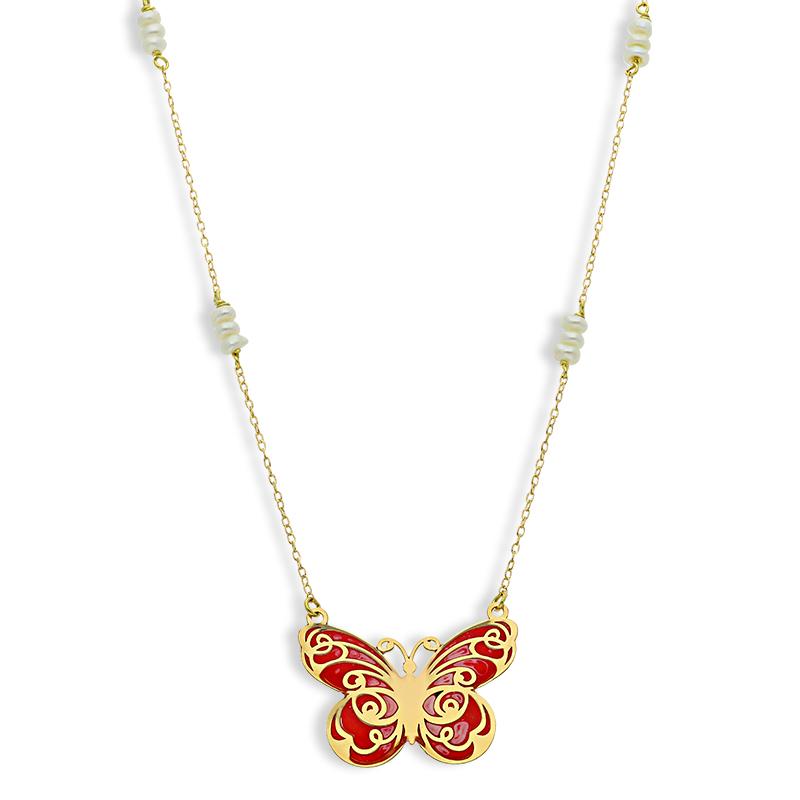 Gold Butterfly Necklace 18KT - FKJNKL18K2545