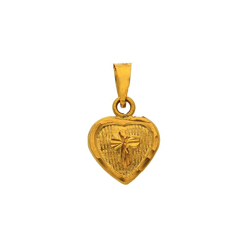 Gold Cross Heart Pendant 18KT - FKJPND18K2573