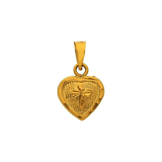 Gold Cross Heart Pendant 18KT - FKJPND18K2573