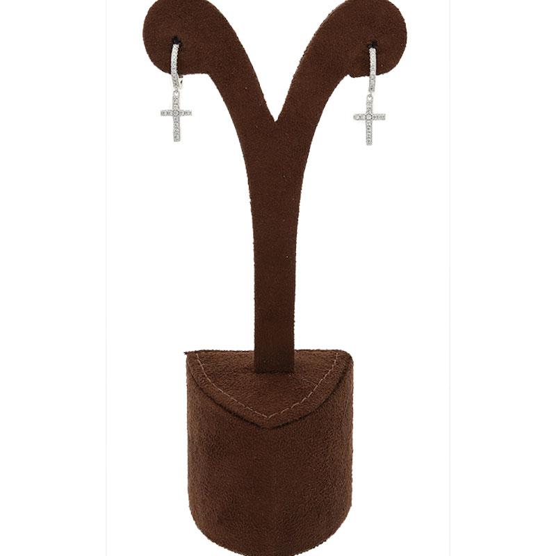 Sterling Silver 925 Cross Drop Earrings - FKJERNSL2481