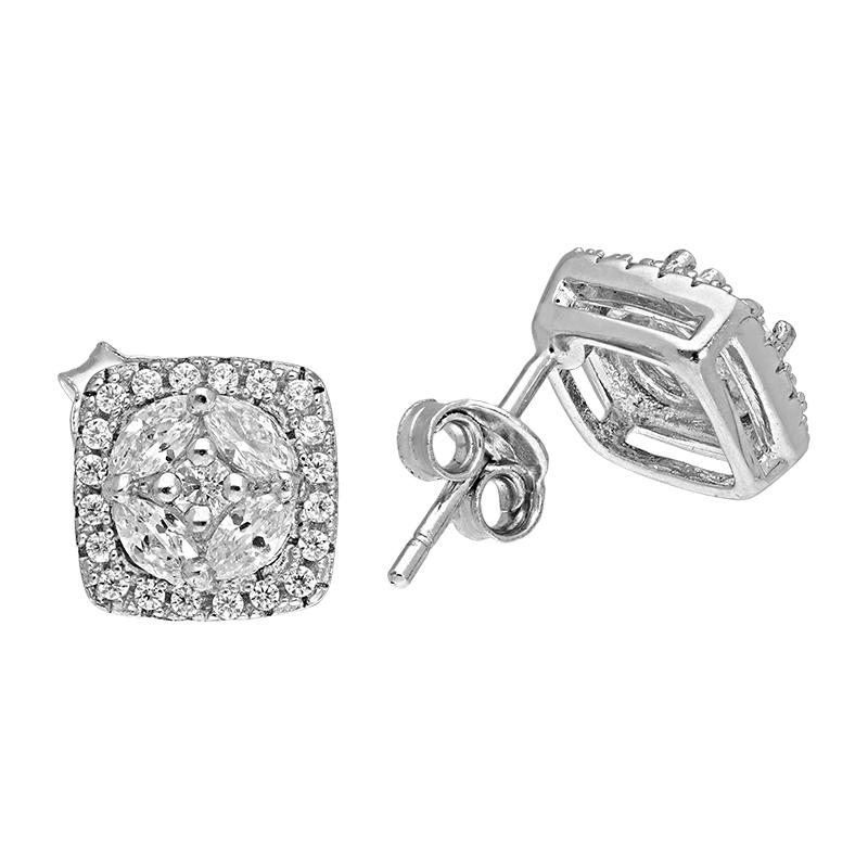 Sterling Silver 925 Solitaires Stud Earrings - FKJERNSL2509