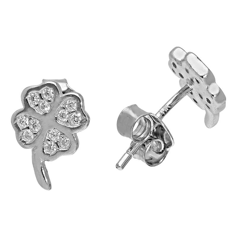 Sterling Silver 925 Flower Shaped Stud Earrings - FKJERNSL2531