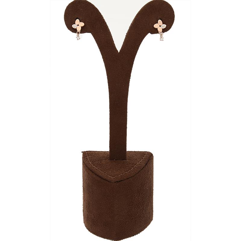 Sterling Silver 925 Rose Gold Plated Flower with Hanging Solitaire Drop Earrings - FKJERNSL2520