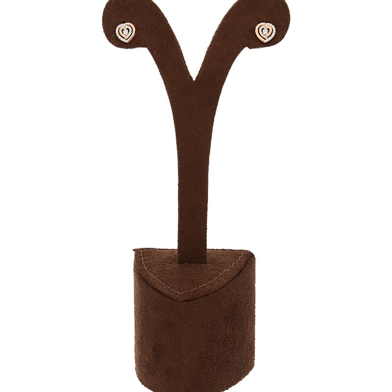 Sterling Silver 925 Rose Gold Plated Heart with Solitaires Stud Earrings - FKJERNSL2522