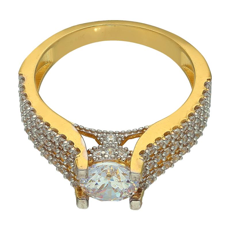 Sterling Silver 925 Gold Plated Solitaire Ring - FKJRNSL2922