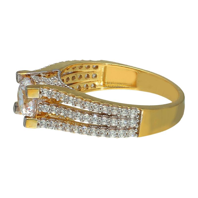 Sterling Silver 925 Gold Plated Solitaire Ring - FKJRNSL2922