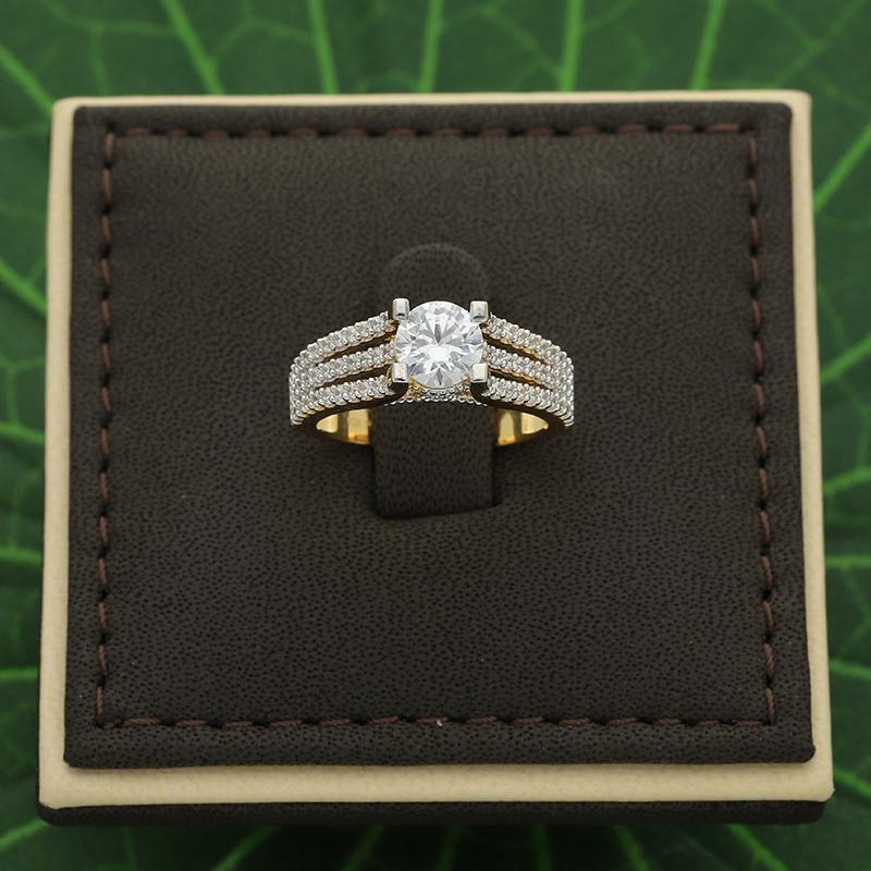 Sterling Silver 925 Gold Plated Solitaire Ring - FKJRNSL2922