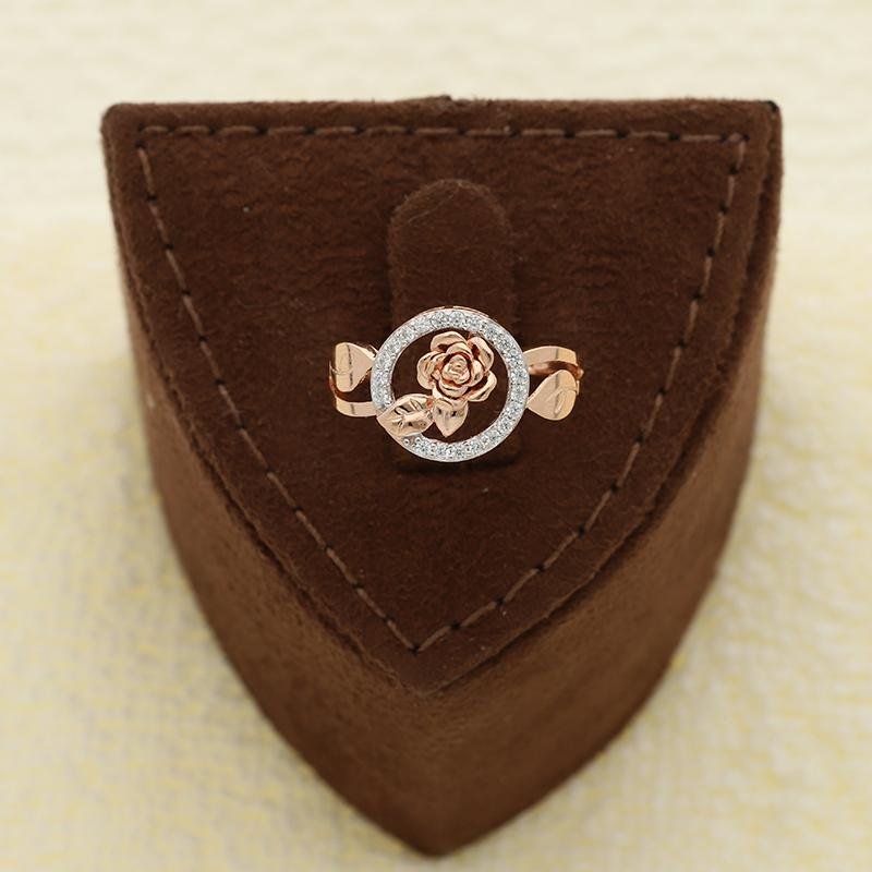 Sterling Silver 925 Rose Gold Plated Round Shaped Flower Ring - FKJRNSL2924