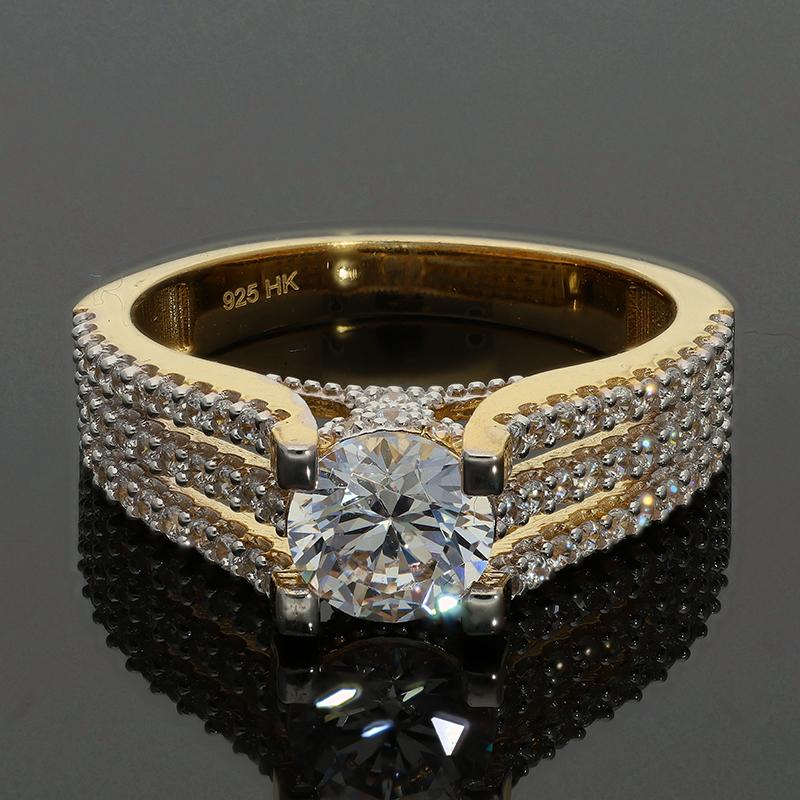 Sterling Silver 925 Gold Plated Solitaire Ring - FKJRNSL2922