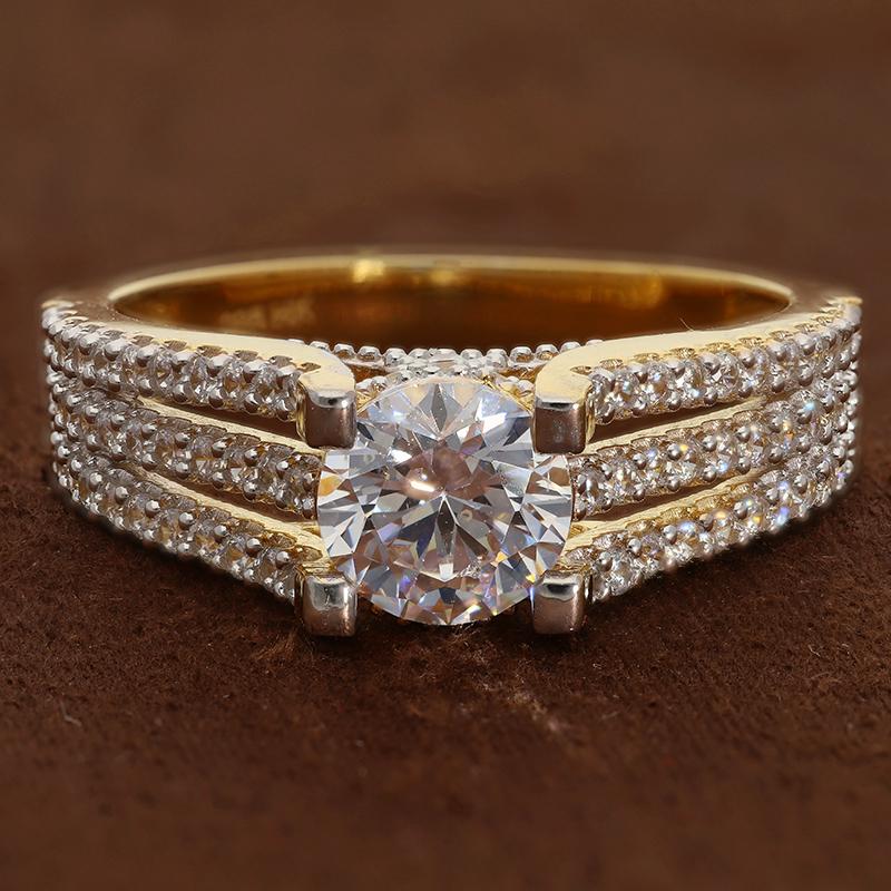 Sterling Silver 925 Gold Plated Solitaire Ring - FKJRNSL2922