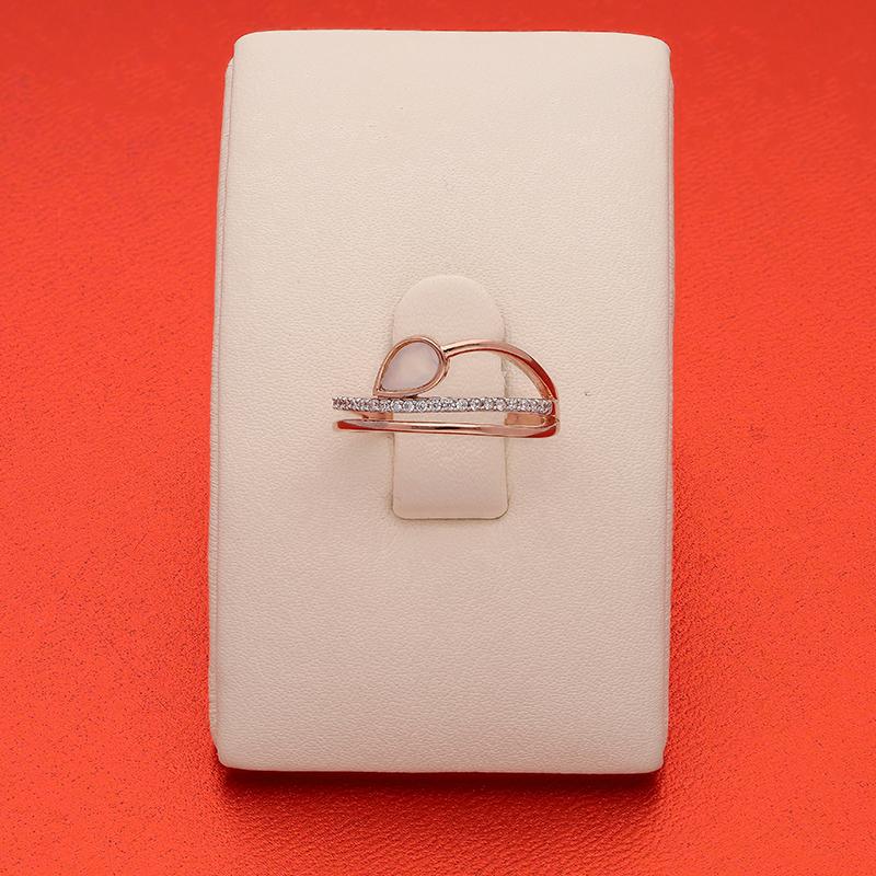 Sterling Silver 925 Rose Gold Plated Leaf Shaped Ring - FKJRNSL2943