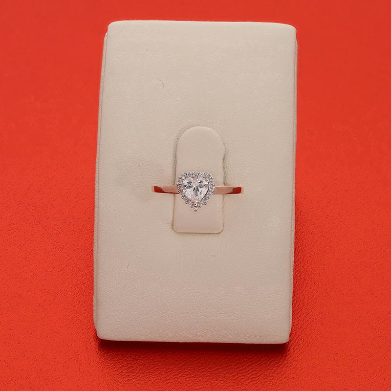 Sterling Silver 925 Rose Gold Plated Heart Solitaire Ring - FKJRNSL2973