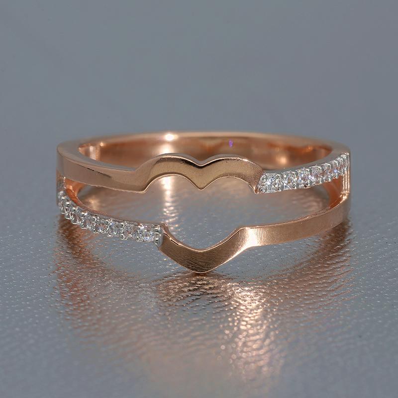 Sterling Silver 925 Rose Gold Plated Heart Shaped Ring - FKJRNSL2971