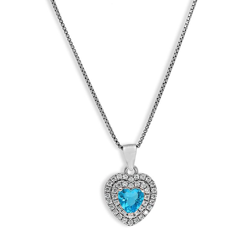 Sterling Silver 925 Heart Shaped Solitaire Pendant Set (Necklace, Earrings and Ring) - FKJNKLSTSL2295