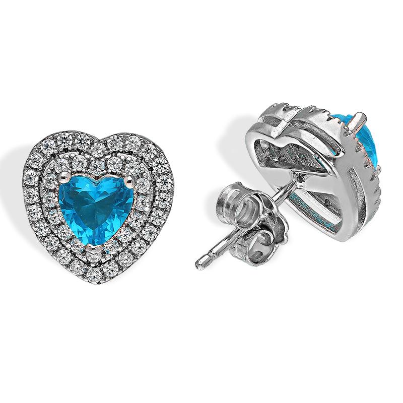 Sterling Silver 925 Heart Shaped Solitaire Pendant Set (Necklace, Earrings and Ring) - FKJNKLSTSL2295