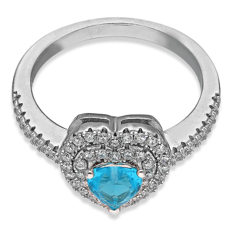 Sterling Silver 925 Heart Shaped Solitaire Pendant Set (Necklace, Earrings and Ring) - FKJNKLSTSL2295