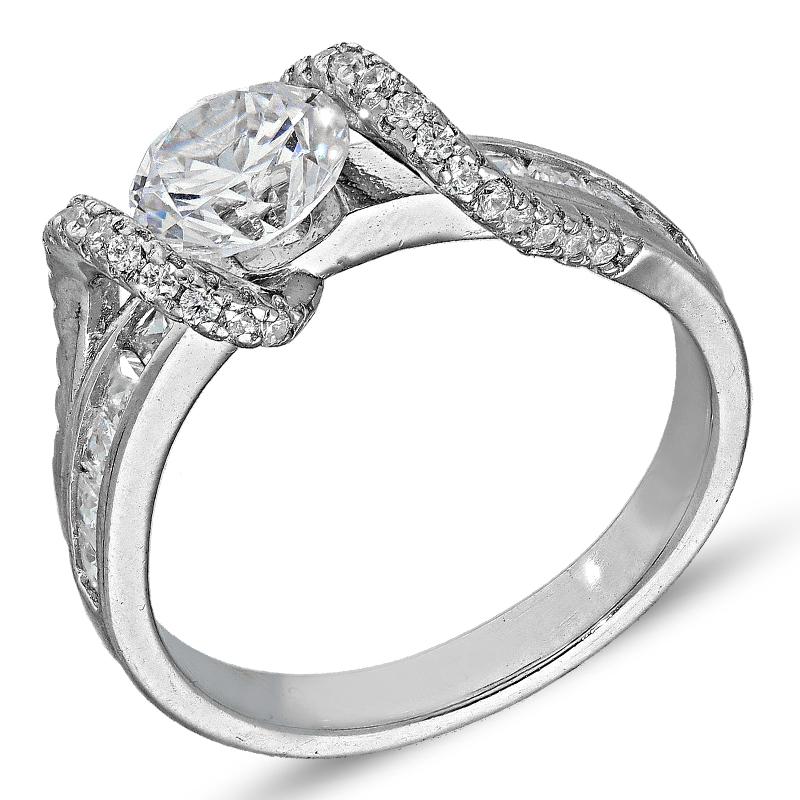 Sterling Silver 925 Spiral Shaped Solitaire Ring - FKJRNSL2995