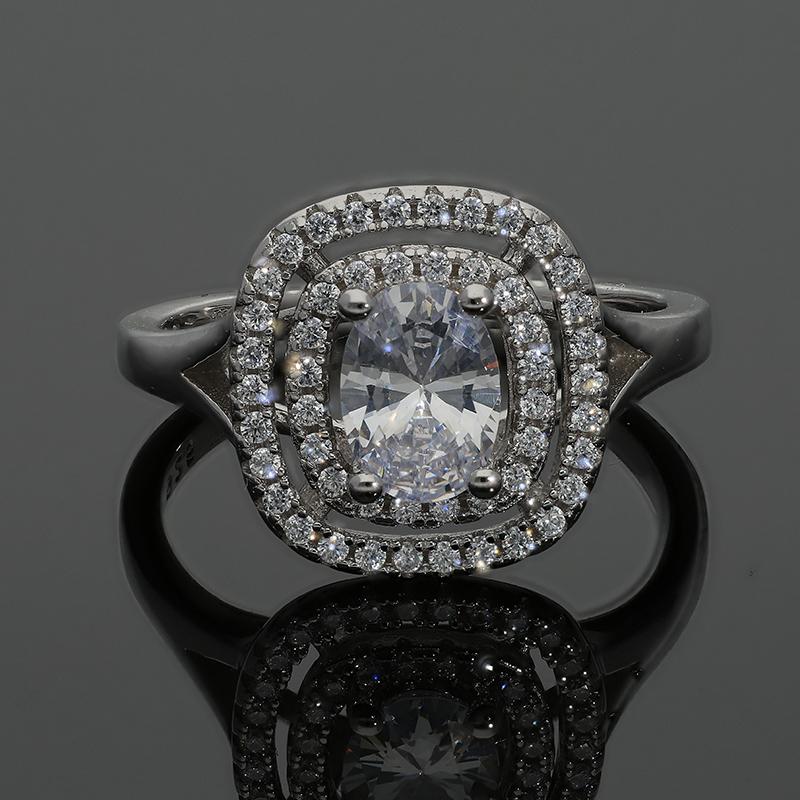 Sterling Silver 925 Oval Solitaire Ring - FKJRNSL3002