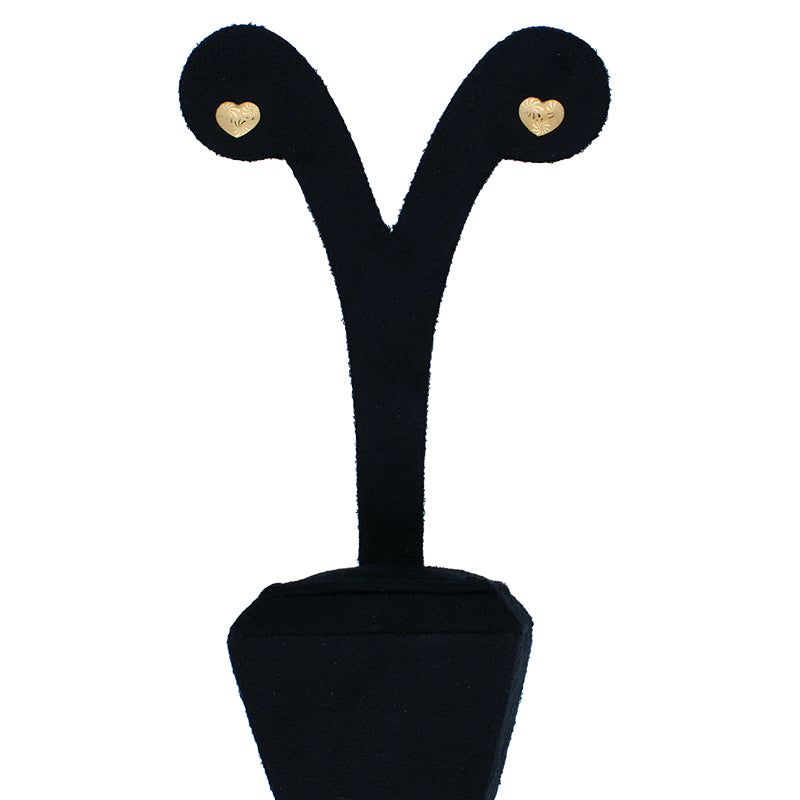 Gold Heart Shaped Stud Earrings 18KT - FKJERN18KU3012