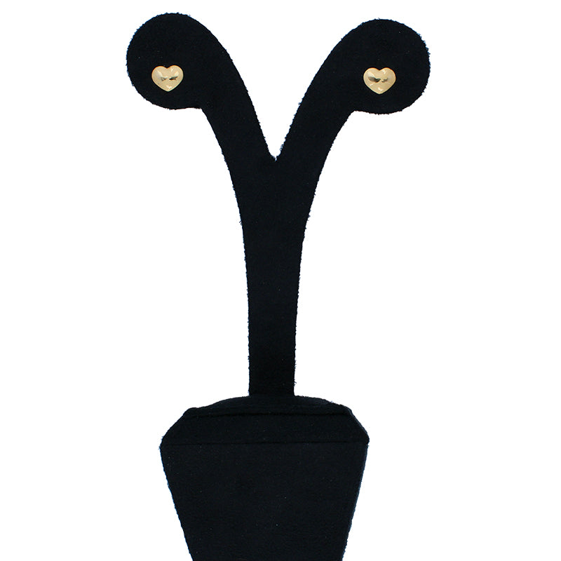 Gold Heart Shaped Stud Earrings 18KT - FKJERN18KU3011