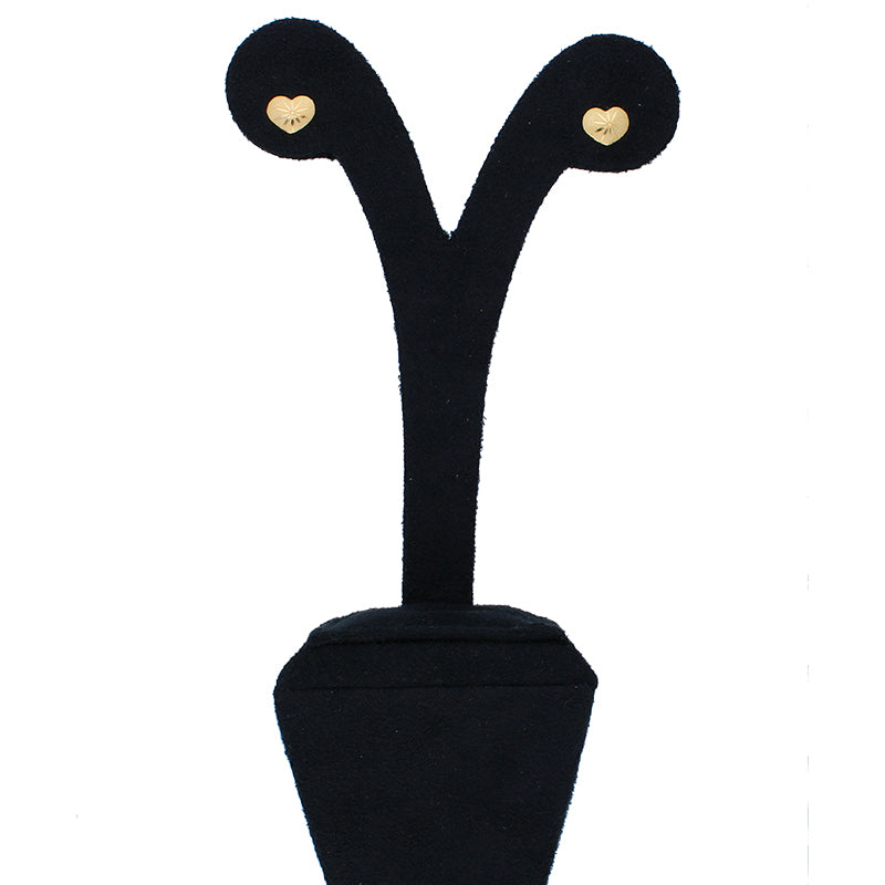 Gold Heart Shaped Stud Earrings 18KT - FKJERN18KU3009