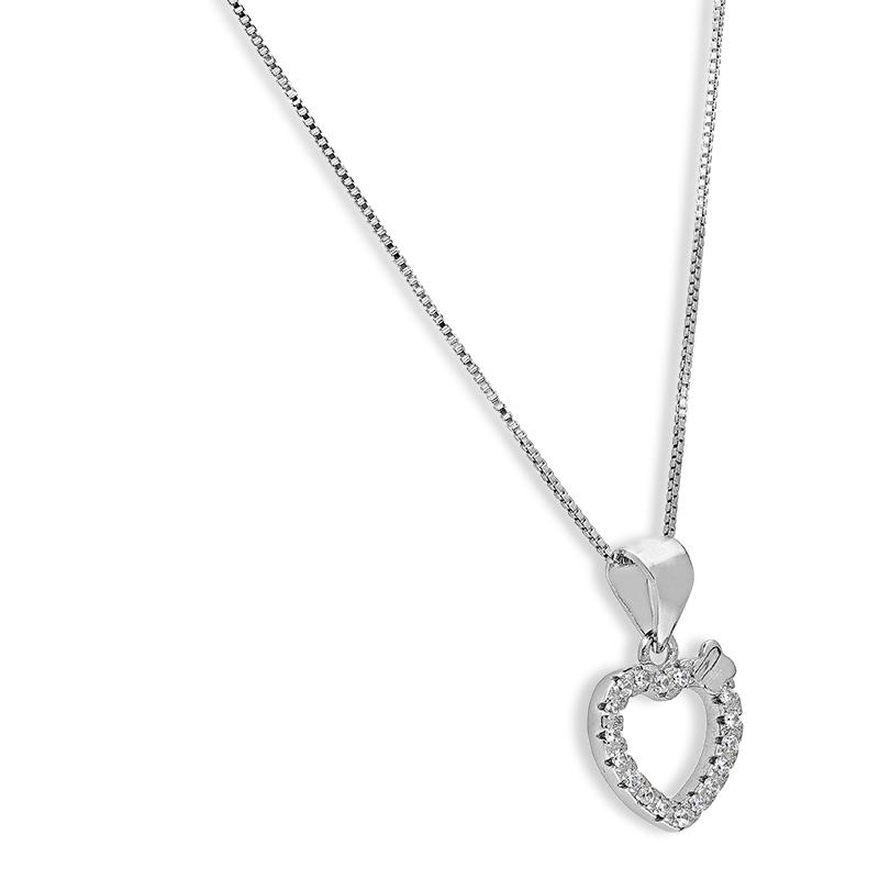 Sterling Silver 925 Heart Pendant Set (Necklace and Earrings) - FKJNKLSTSL2311