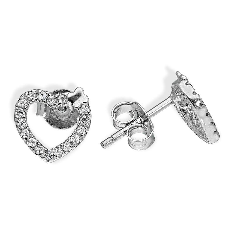 Sterling Silver 925 Heart Pendant Set (Necklace and Earrings) - FKJNKLSTSL2311