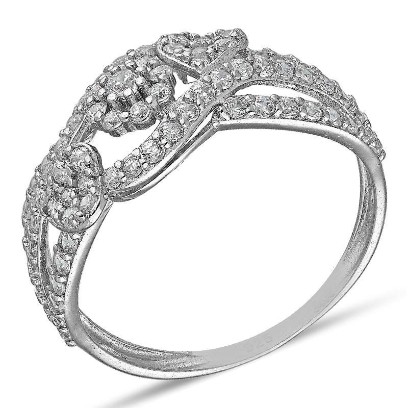 Sterling Silver 925 Flower and Heart Ring - FKJRNSL3009