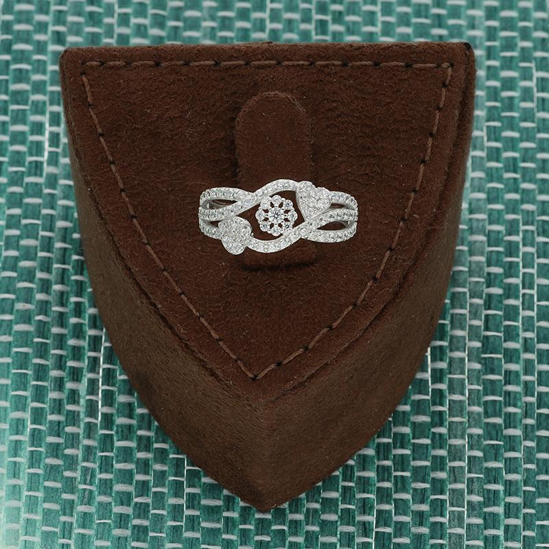 Sterling Silver 925 Flower and Heart Ring - FKJRNSL3009