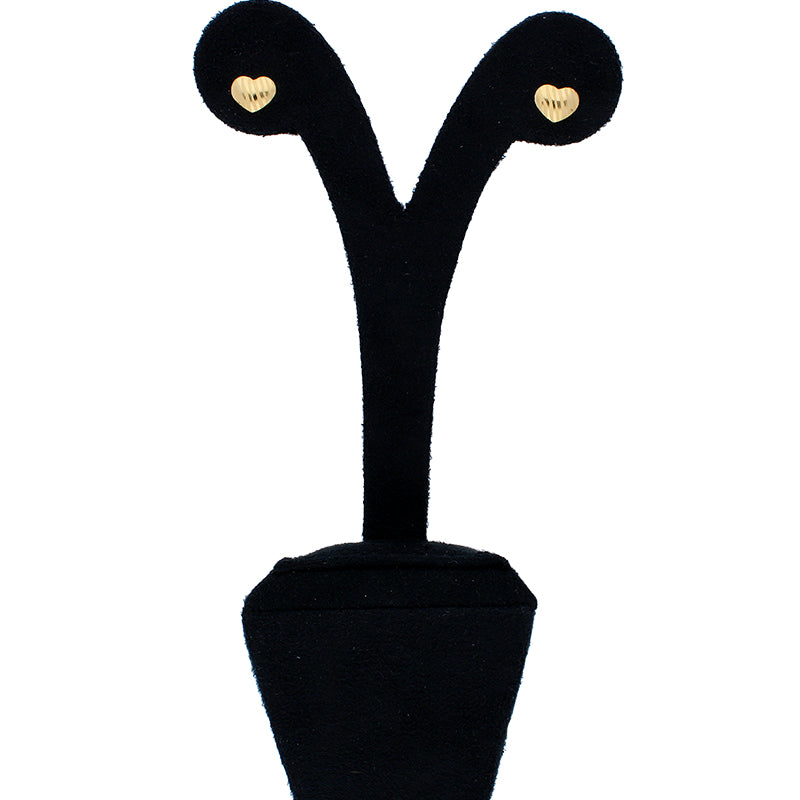 Gold Heart Shaped Stud Earrings 18KT - FKJERN18KU3020