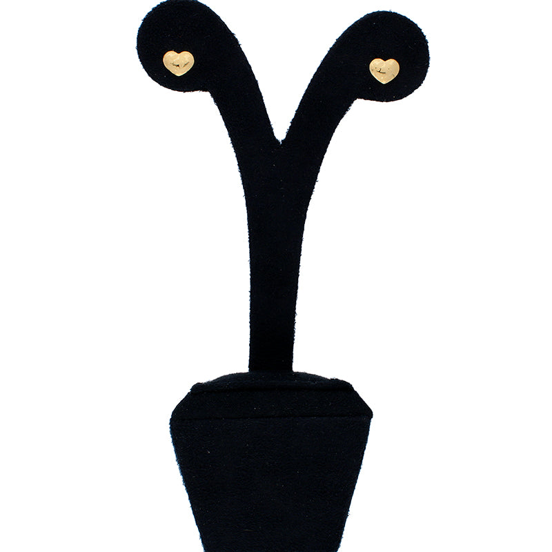 Gold Heart Shaped Stud Earrings 18KT - FKJERN18KU3021