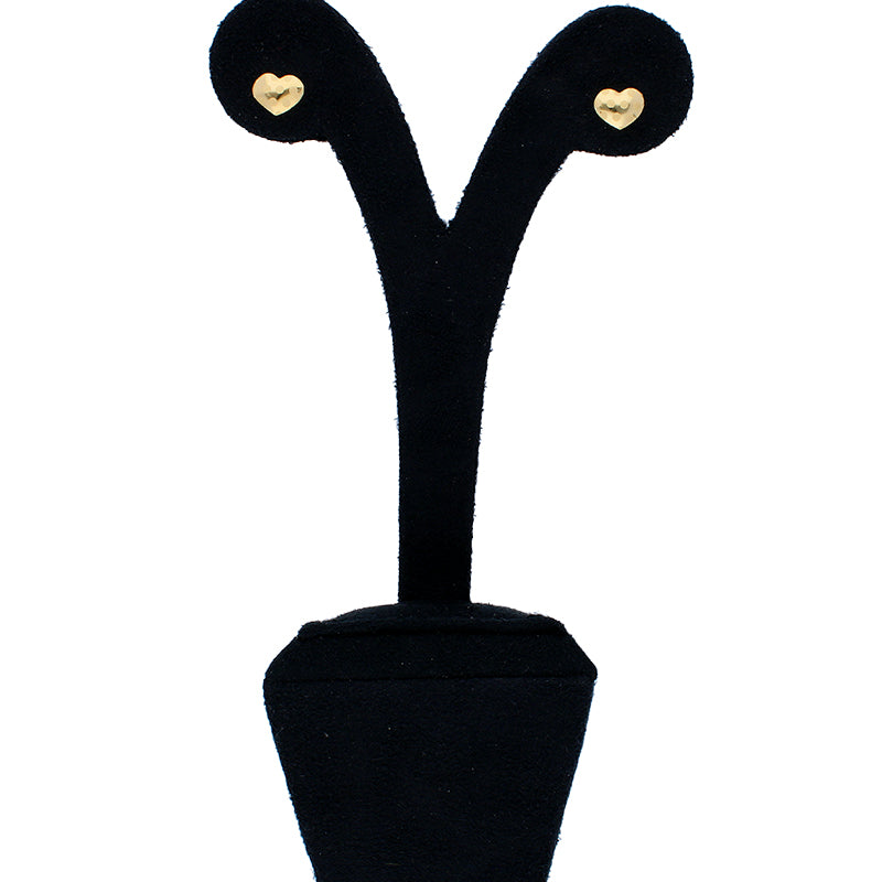 Gold Heart Shaped Stud Earrings 18KT - FKJERN18KU3018