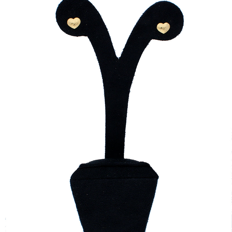 Gold Heart Shaped Stud Earrings 18KT - FKJERN18KU3019