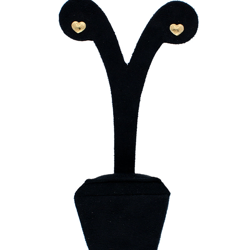 Gold Heart Shaped Stud Earrings 18KT - FKJERN18KU3016