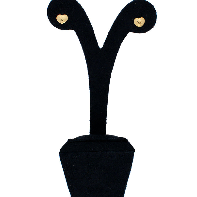 Gold Heart Shaped Stud Earrings 18KT - FKJERN18KU3014