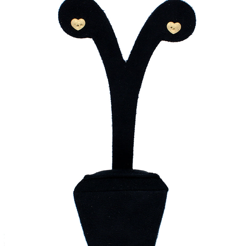 Gold Heart Shaped Stud Earrings 18KT - FKJERN18KU3015