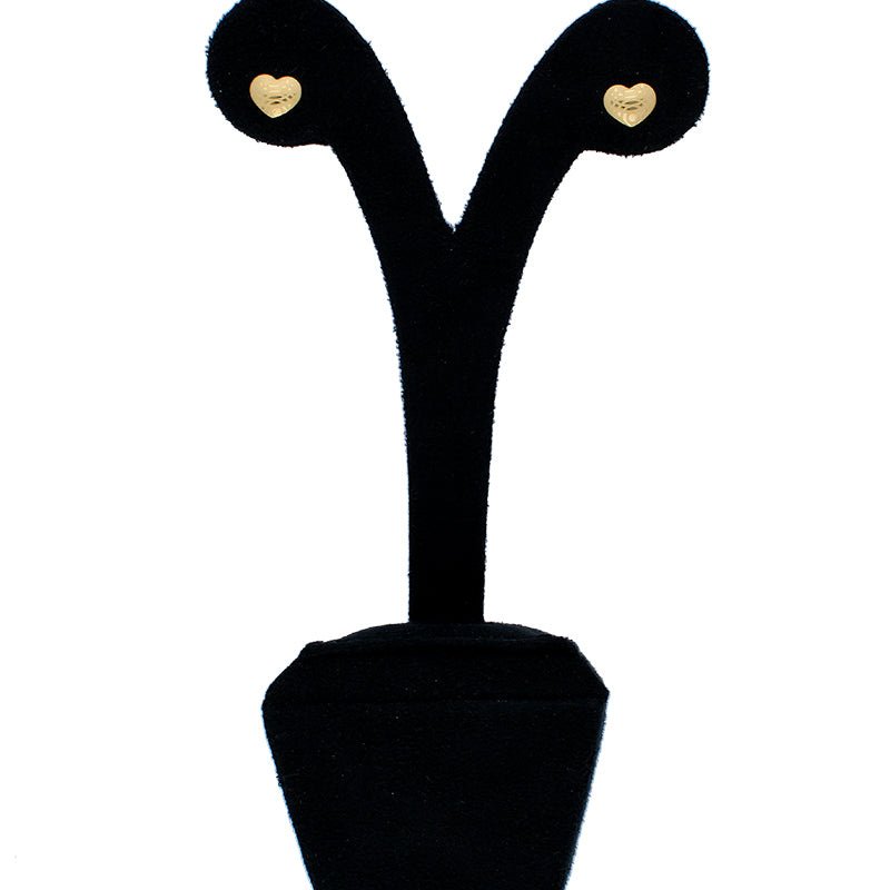 Gold Heart Shaped Stud Earrings 18KT - FKJERN18KU3013