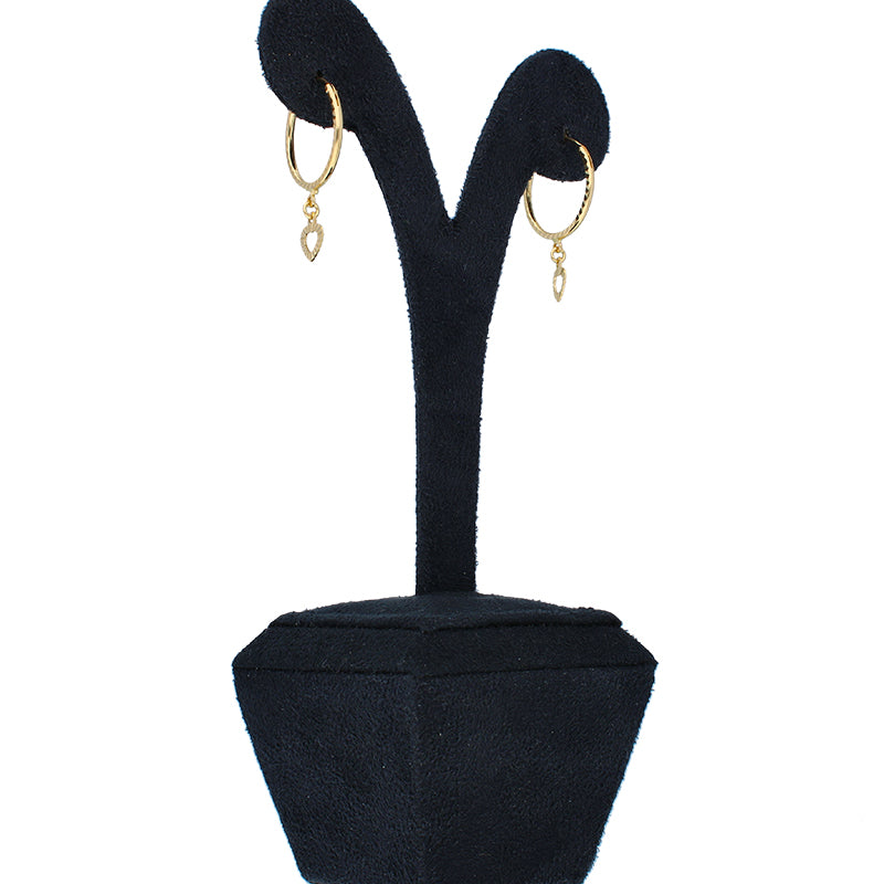 Gold Hanging Heart Hoop Earrings 18KT - FKJERN18KU3025