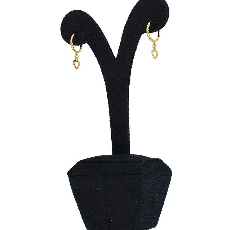 Gold Hanging Heart Hoop Earrings 18KT - FKJERN18KU3023