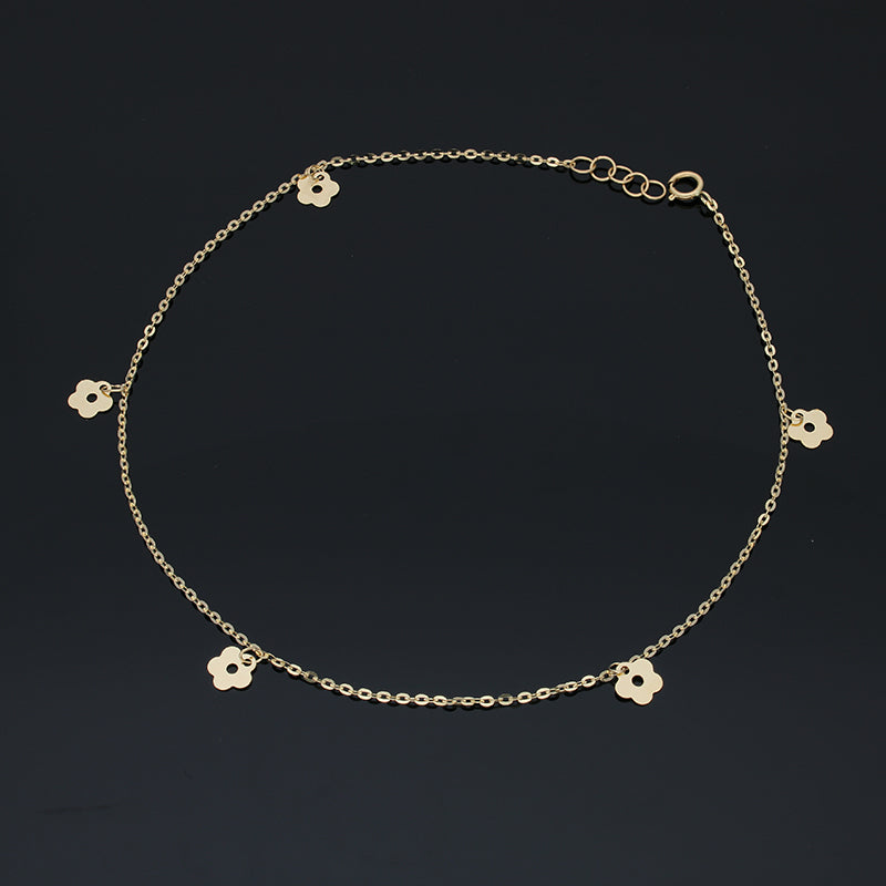 Gold Hanging Flowers Anklet 18KT - FKJANKL18KU5004