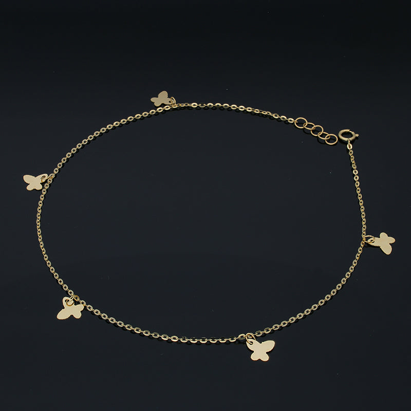 Gold Hanging Butterflies Anklet 18KT - FKJANKL18KU5005