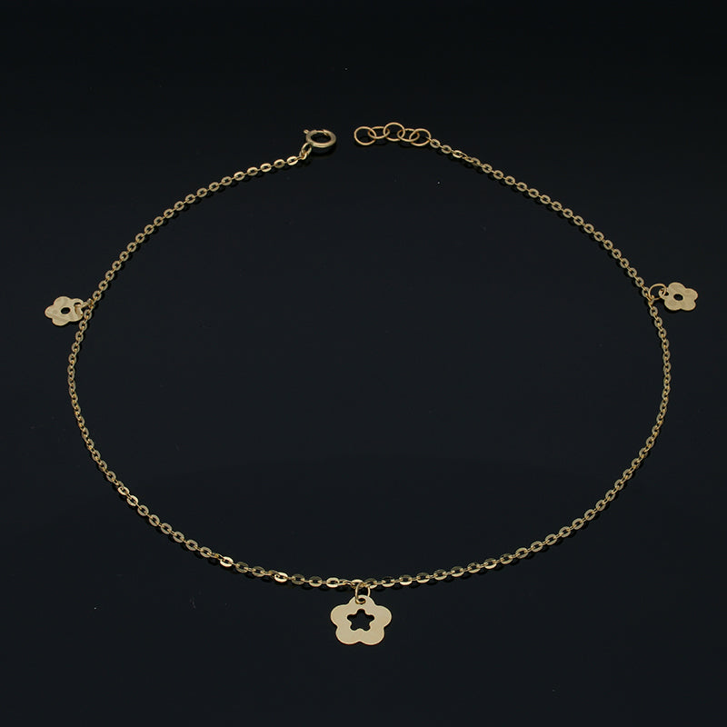 Gold Hanging Flower Anklet 18KT - FKJANKL18KU5001