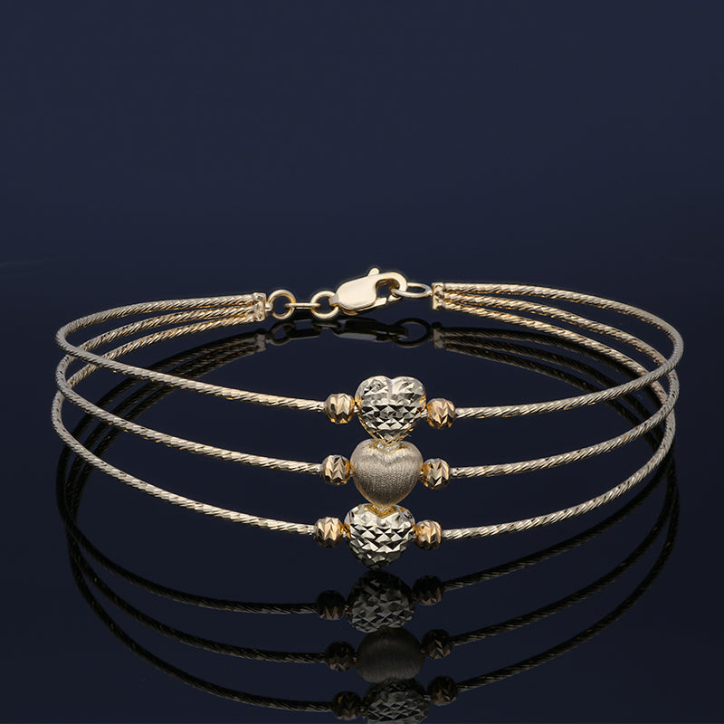 Gold Hearts Bangle in 18KT - FKJBNG18KU2007