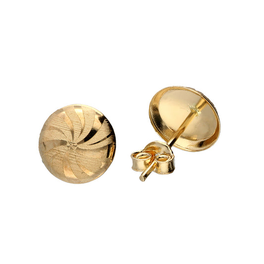 Gold Round Shaped Stud Earrings 18KT - FKJERN18KU3036