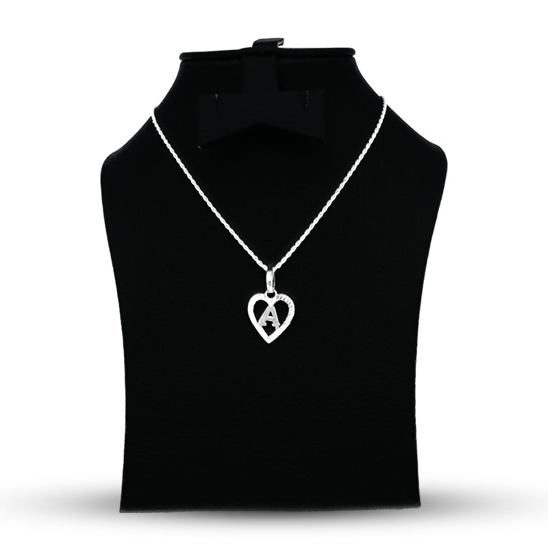 Sterling Silver 925 Necklace (Chain with Heart Shaped Alphabet Pendant) - FKJNKLSLU1082