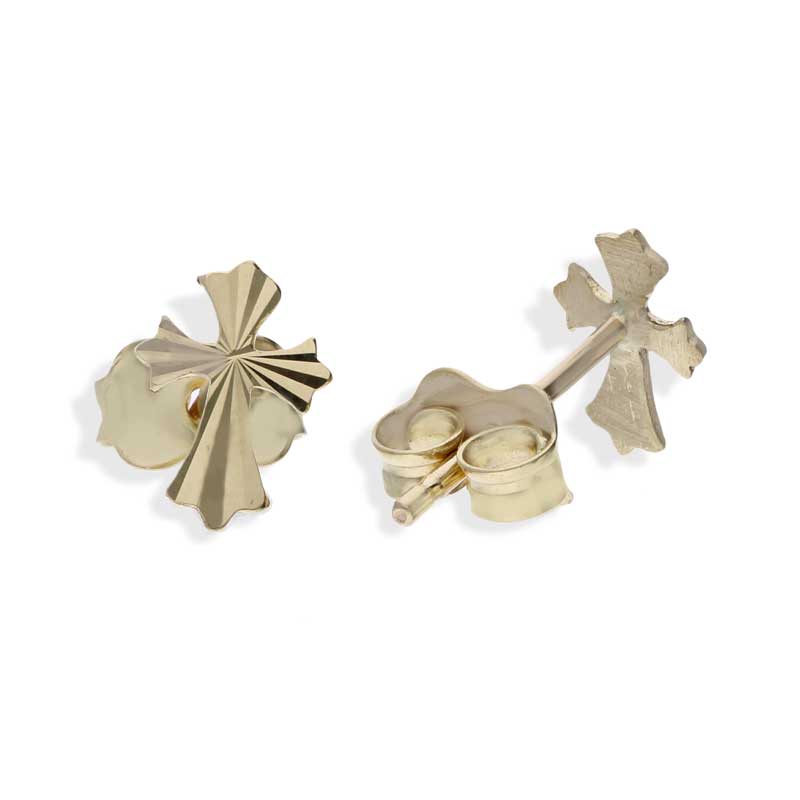 Gold Cross Stud Earrings 18KT - FKJERN18KU3066