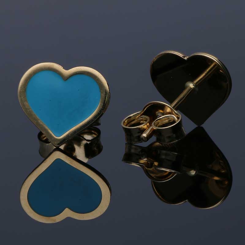 Gold Heart Stud Earrings 18KT - FKJERN18KU3070